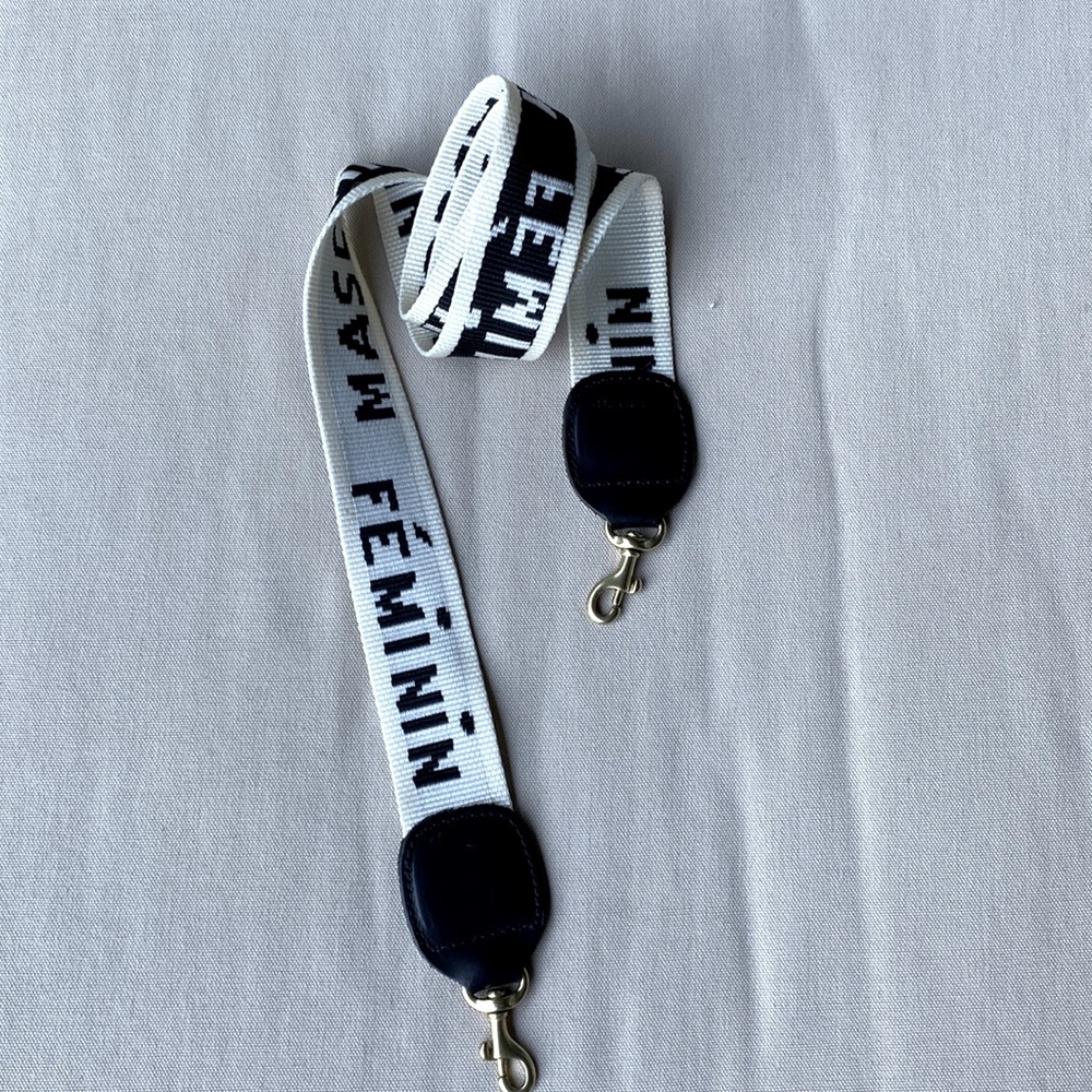 Clare V woven purse strap blk cream